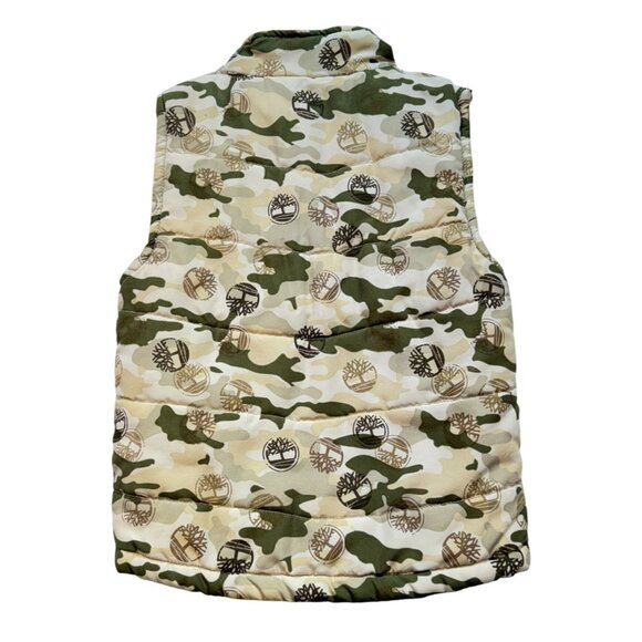 Timberland Boys Camo Outdoor Gear Puffer Vest Size 5 Orange & Green - Picture 9 of 11